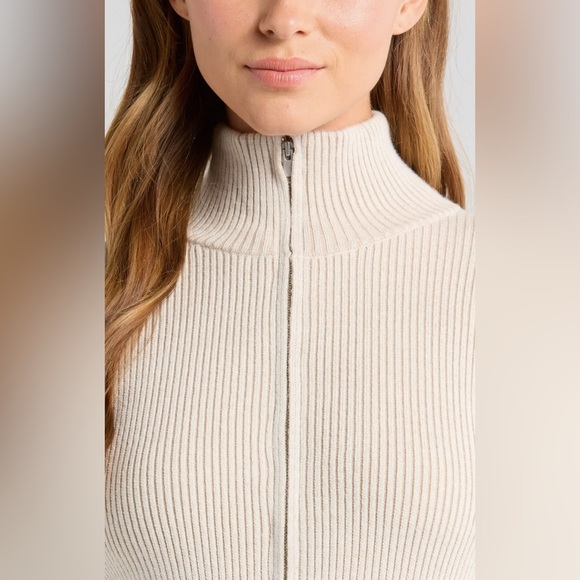 NEW Zella Après Ski Half Zip Ribbed Ivory Merino Wool-Blend Sweater- Size XXL - Picture 3 of 11